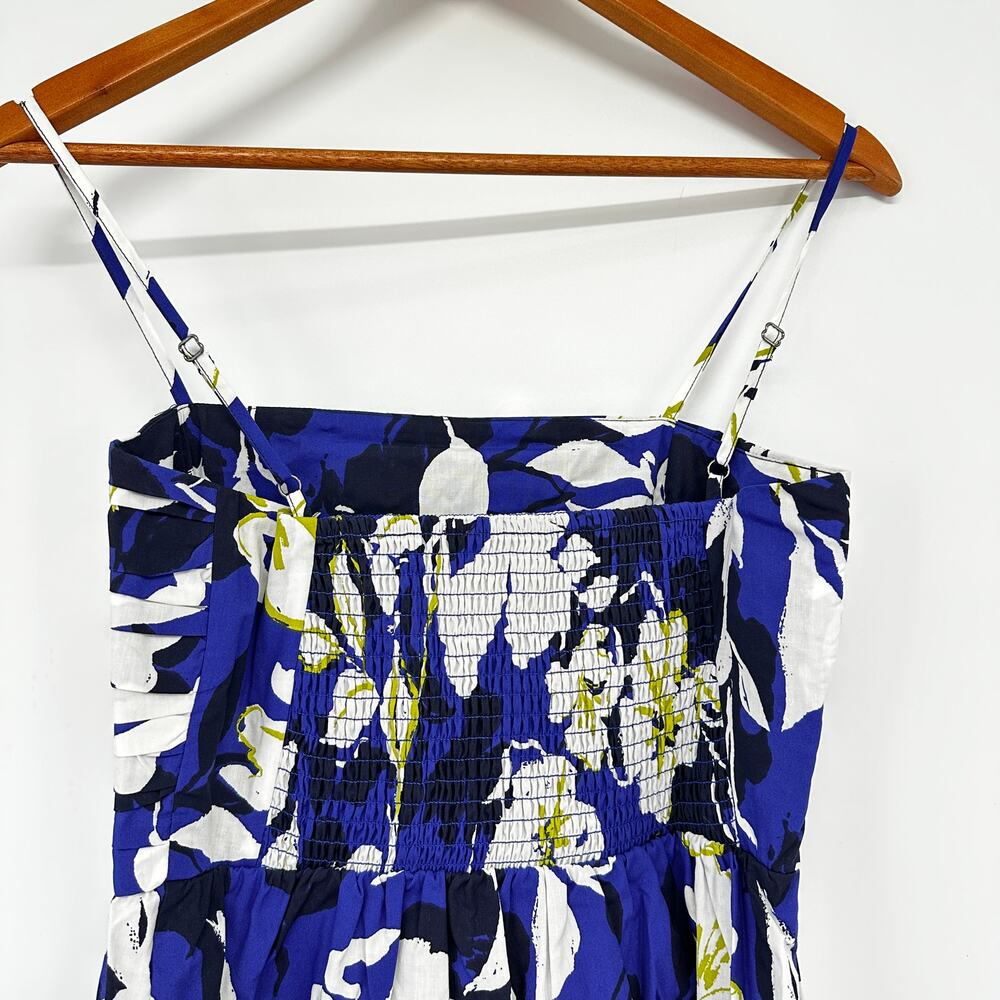 EVEREVE NWT Emmie Ruched Blue White Bold Floral Dress // XS - Picture 7 of 12